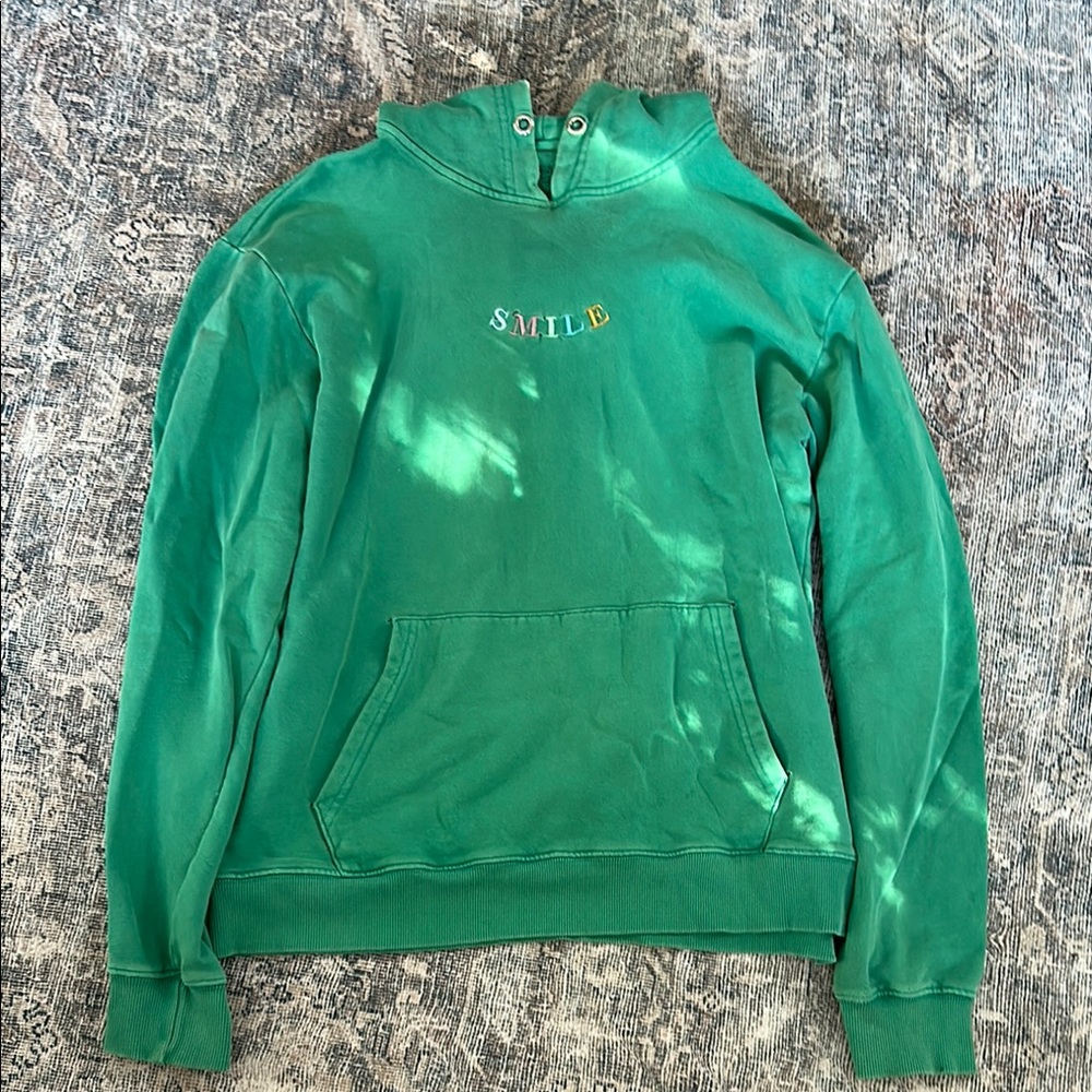 Green Hoodie with Embroidered 'SMILE'